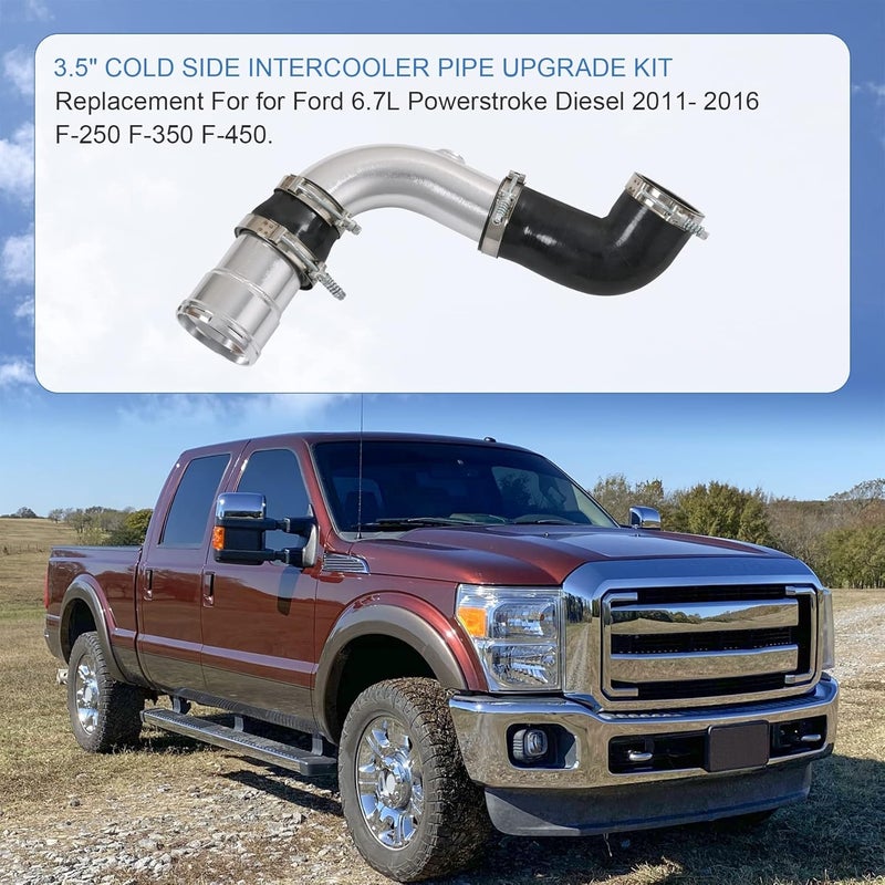 LDMINDA 3.5" Cold Side Intercooler Pipe Upgrade Kit For 2011-2016 Ford 6.7L Powerstroke Diesel 6.7 F-250 F-350 F-450 The Diesel Performance Cold Side Intercooler Pipe & Boot Kit - Image 2